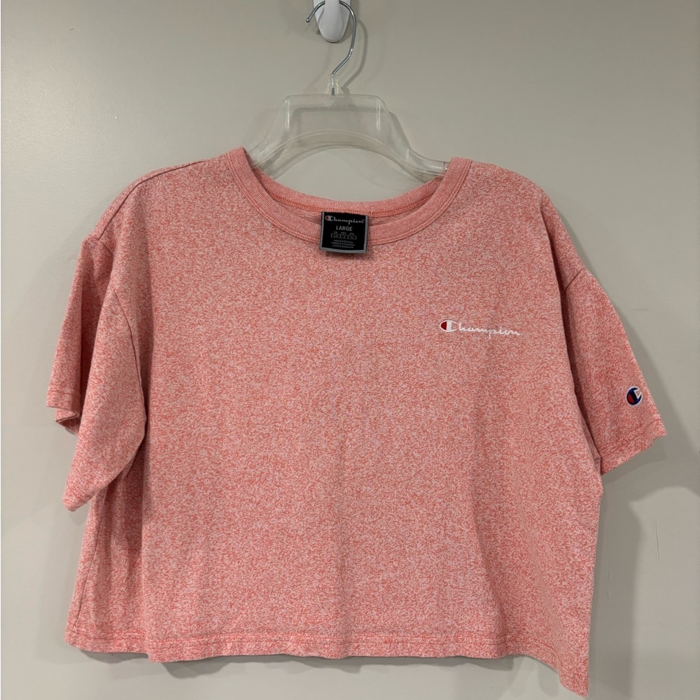 Champion Coral Heather Cropped T-Shirt Size Large